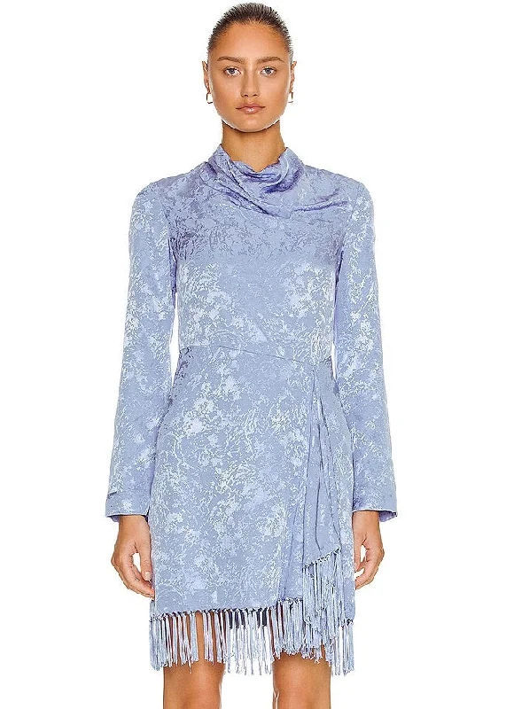 Vivian Fringe Mini Dress (Periwinkle) Classic Striped Mini Dress