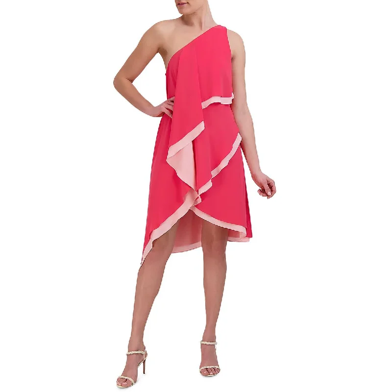 BCBGMAXAZRIA Womens Mini Ruffled Cocktail And Party Dress Turtleneck Neckline Stylish