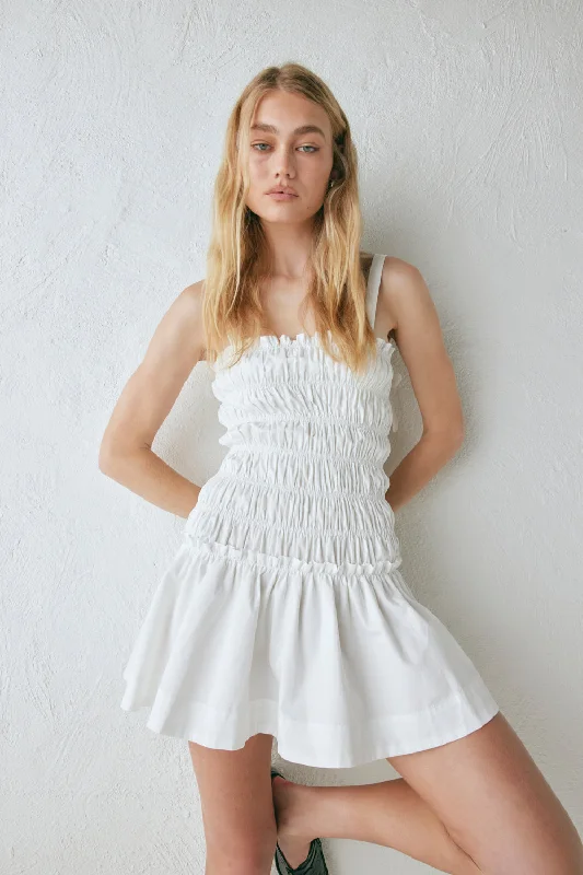Gabi Mini Dress White Trendy Mini Dress with Belt
