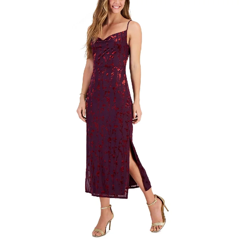 Taylor Womens Velvet Trim Long Cocktail And Party Dress Square Neckline Feminine