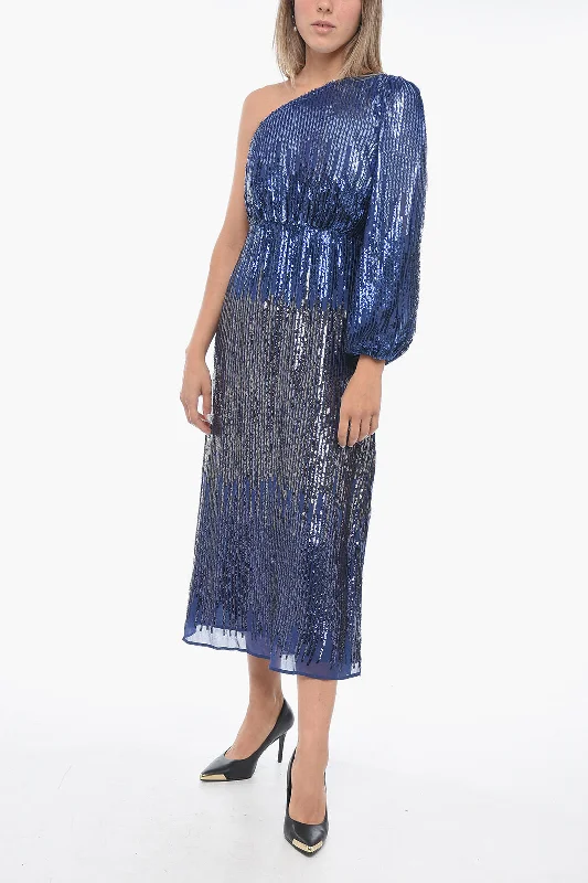 Rixo One-Shoulder BRADSHAW Sequined Dress Off-the-shoulder Chic Trendy