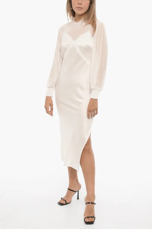 AllSaints Satin BAILEY Dress with Lace Trims 42 Italian size Tunics Plaid country