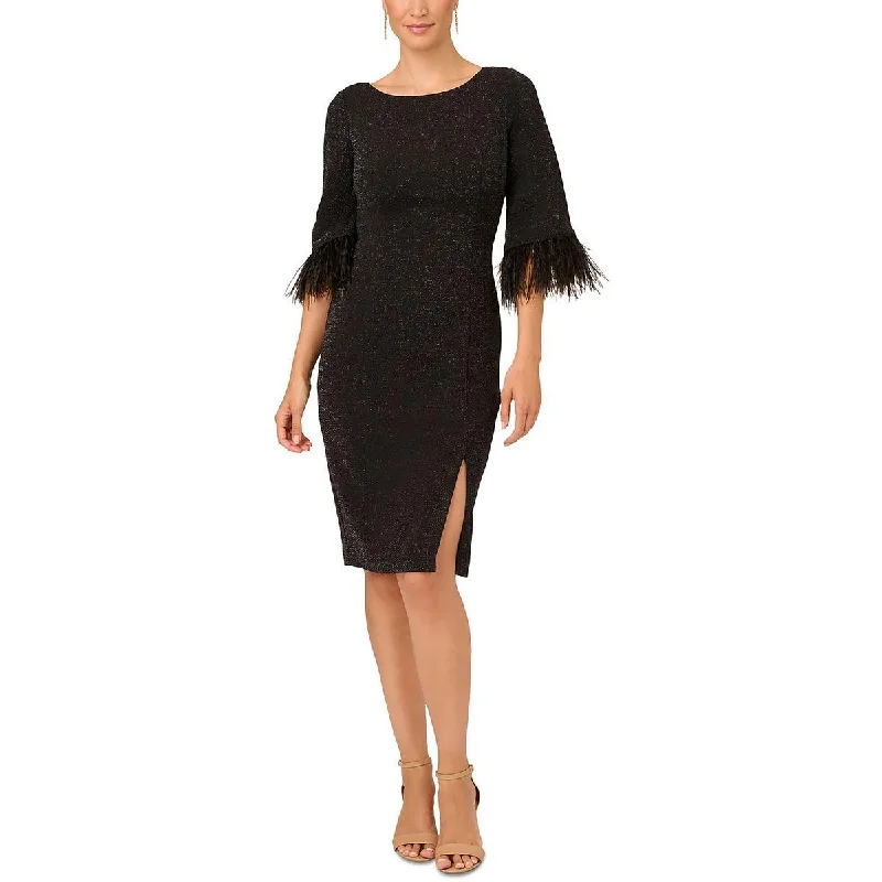 Adrianna Papell Womens Metallic Feather Trim Cocktail And Party Dress Tunics Handmade artisanal
