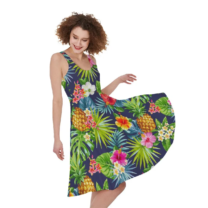 Aloha Hawaii Tropical Pattern Print Sleeveless Knee Length Dress Tunics Exclusive limited