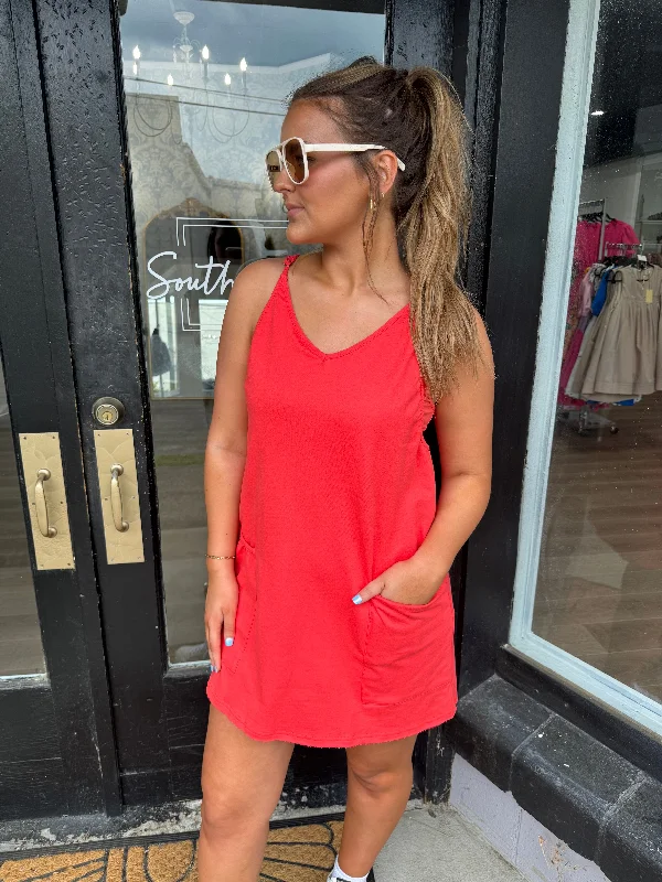 Blood orange sporty mini dress Elegant Mini Dress with Ruffles