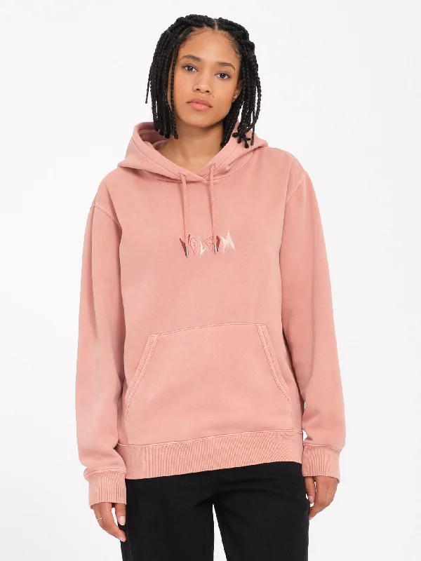 Spikstone Hoodie - Mauve Rose Hoodie with Exposed Zipper Edgy Industrial