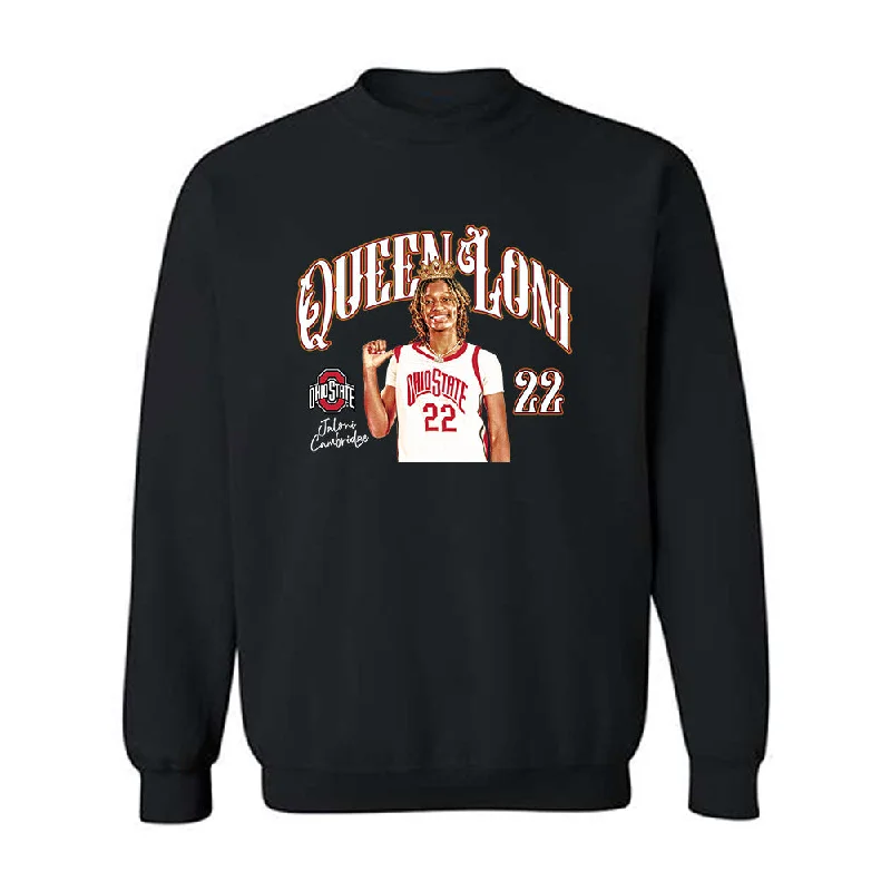 Ohio State - NCAA Women's Basketball : Jaloni Cambridge - Crewneck Sweatshirt Hoodie with Frayed Bohemian Relaxed