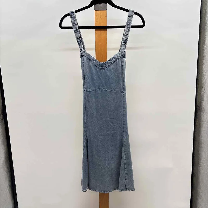 Mystree Women's Size L Blue Solid Dress Tunics Practical durable