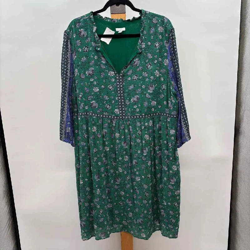 JJill Women's Size 2X Green Floral Dress Tunics Print Colorful