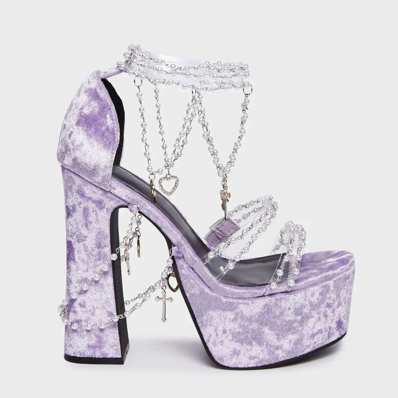 Pearl Chain Crystal Sandals Open Toe Platform Chunky High Heels Solid Sexy Style Sandals Hook And Loop Summer Party Dress Shoes Tunics Stylish modern Pearl Chain Crystal Sandals Open Toe Platform Chunky High Heels Solid Sexy Style Sandals Hook And Loop Summer Party Dress Shoes Tunics Stylish modern
