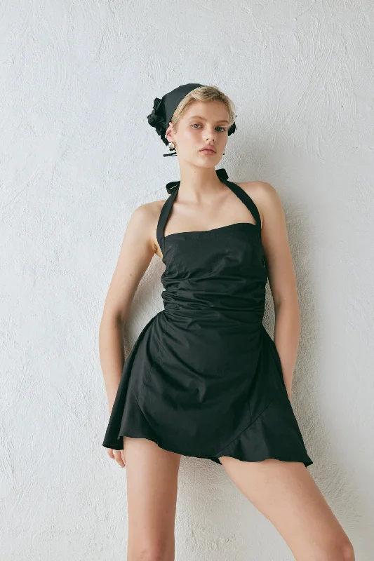 Bernie Mini Dress Black Comfortable Ruffle Mini Dress