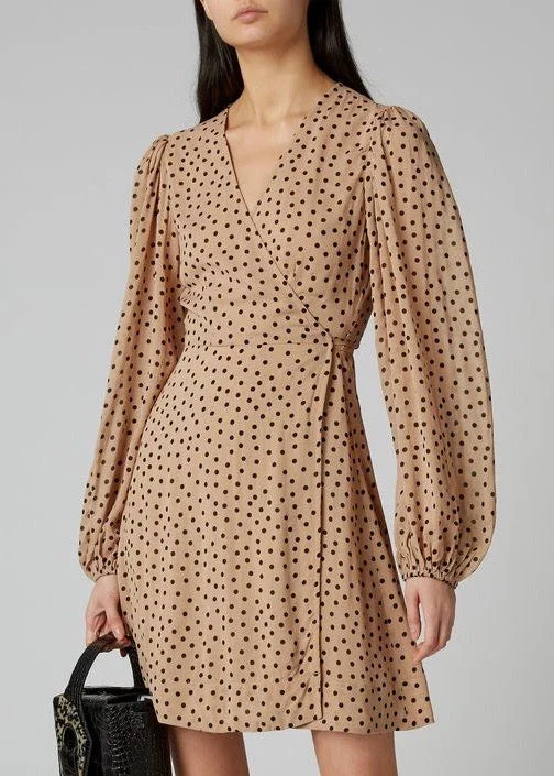 Printed Georgette Mini Dress (Tannin) Elegant Satin Mini Dress