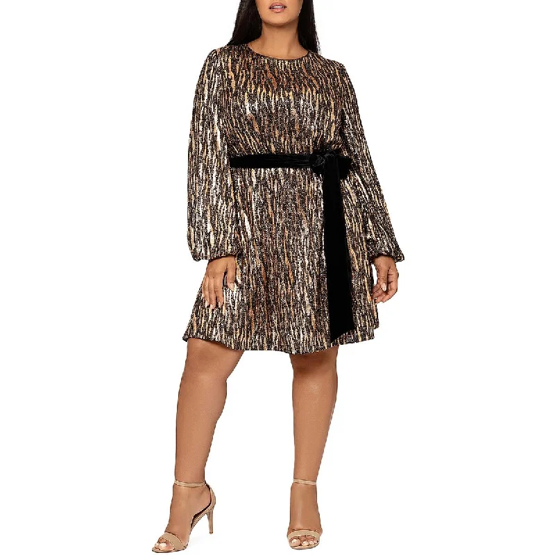 Betsy & Adam Womens Plus Metallic Knee-Length Cocktail And Party Dress Tunics Print Colorful