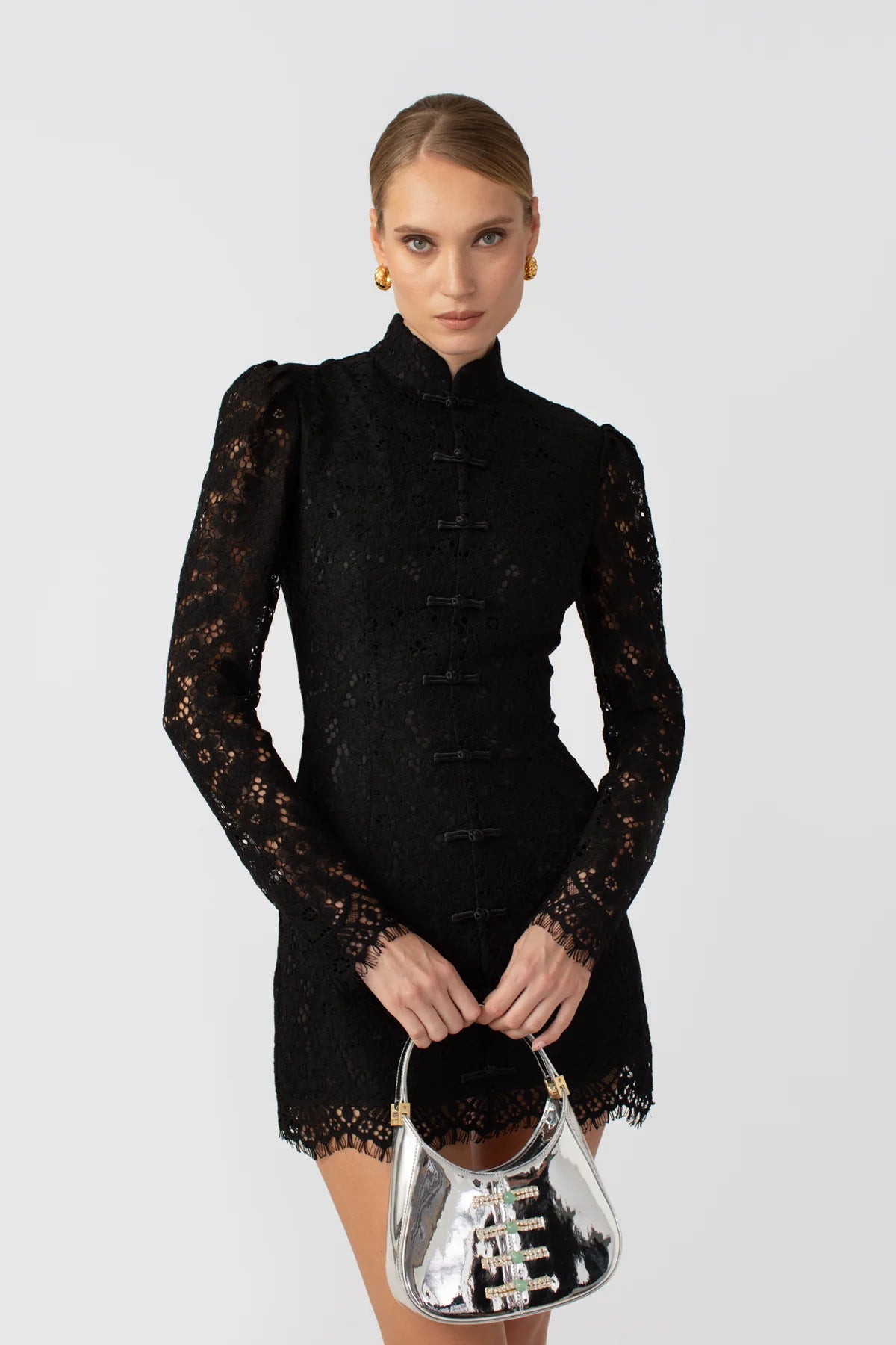 RAINE LACE MINI DRESS Comfortable One-Shoulder Mini Dress