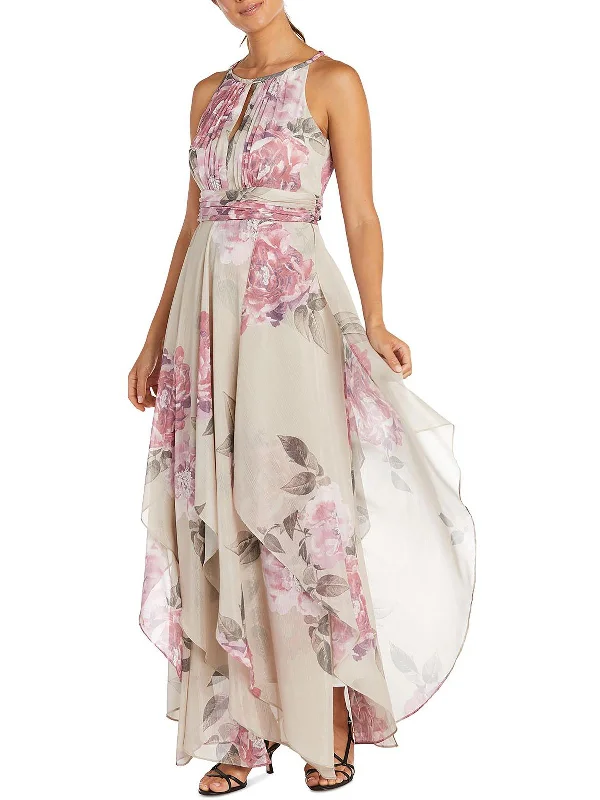 Womens Chiffon Metallis Evening Dress Tunics Sophisticated sleek