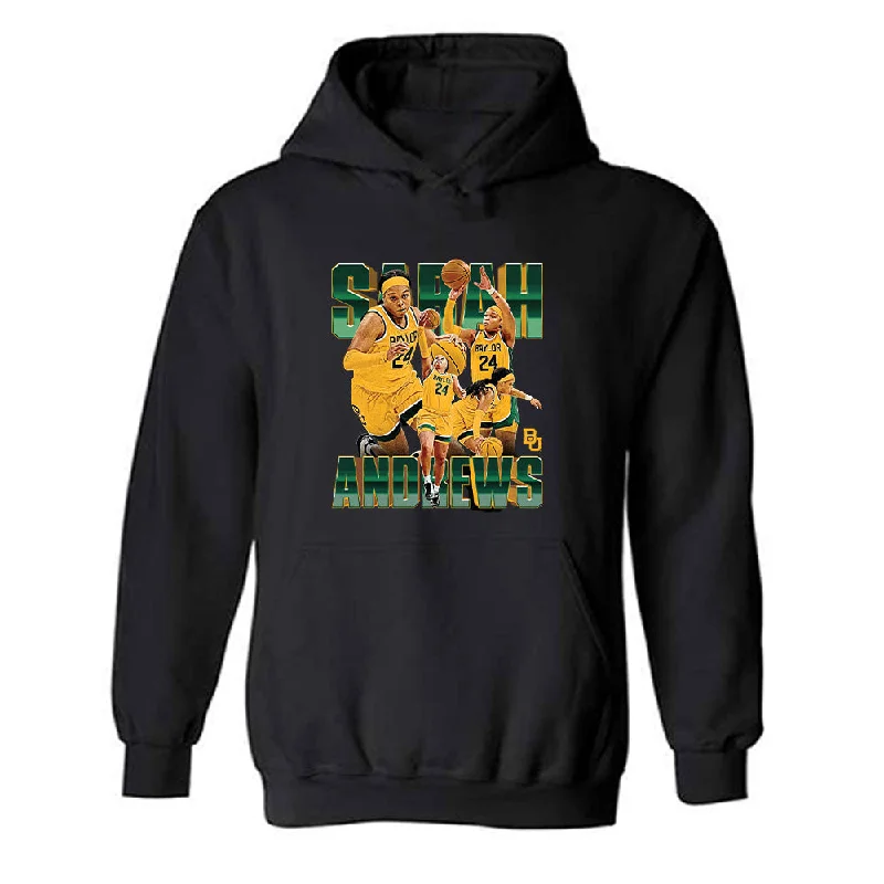Baylor - NCAA Women's Basketball : Sarah Andrews - Player Collage Hooded Sweatshirt Hoodie with Earth Tones Natural Calm