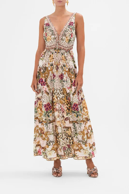 SHIRRED WAIST DETAIL LONG DRESS BAMBINO BLISS Tunics Seasonal trendy