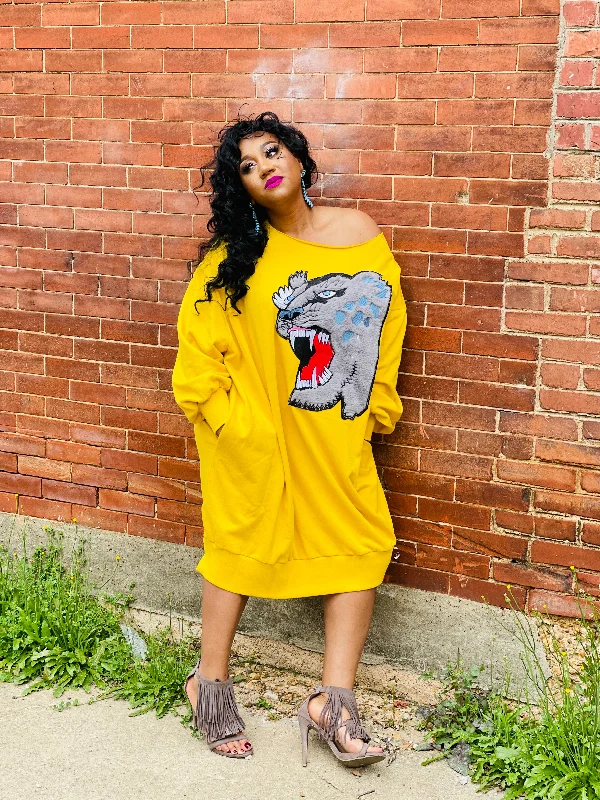Roar! A Lil Sweatshirt Dress Hoodie Dress Longline Feminine