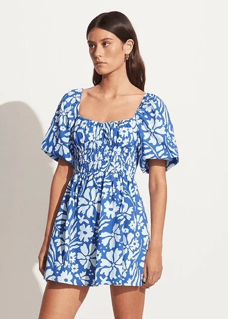 Marinelli Mini Dress (Blue Sidra Floral Print) Cozy A-Line Mini Dress