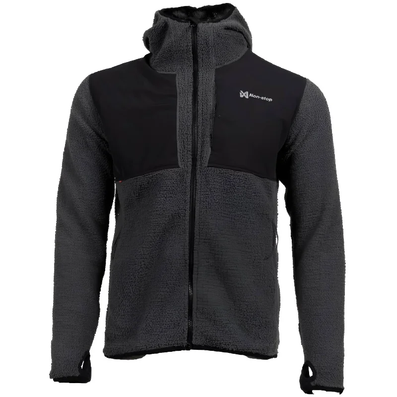 Non-Stop Dogwear FZ Men's Hoodie, Black/Grey Hoodie with Hem Patch Decorative Personalized