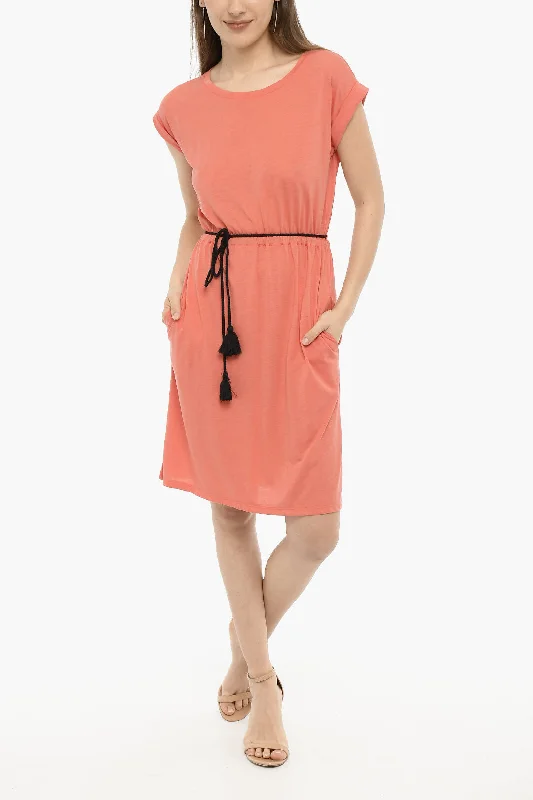 Woolrich Solid Color Tee Dress with Drawstring M Standard size Tunics Luxurious premium