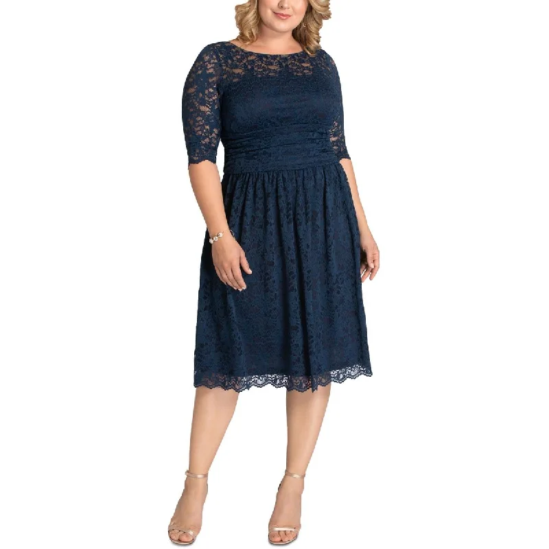 Kiyonna Clothing Womens Plus Lace V-Neck Cocktail And Party Dress Sequined Elegant Party