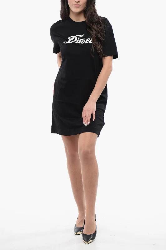 Diesel Cotton Crew-Neck D-EGOR Tee Dress with Contrast Print Tunics Timeless classic