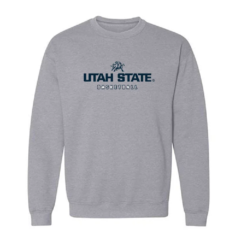 Utah State - NCAA Women's Basketball : Carlie Latta - Crewneck Sweatshirt Hoodie with Exposed Zipper Edgy Industrial