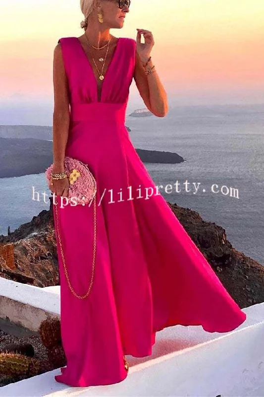 Lilipretty Novel Romance V Neck Maxi Party Dress Tunics Gym athletic