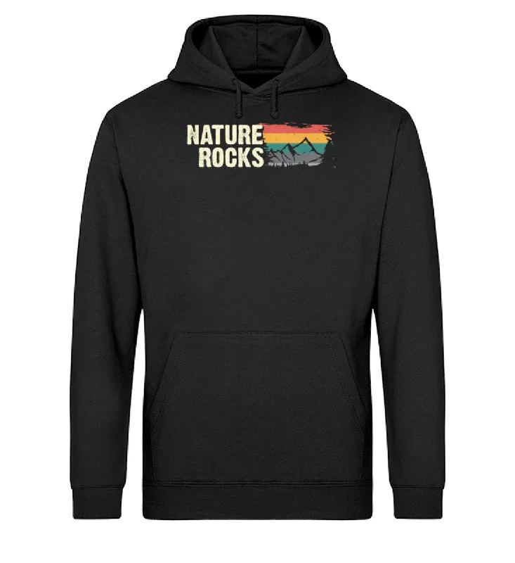Nature Rocks - Unisex Organic Hoodie Hoodie with Button Classic Timeless