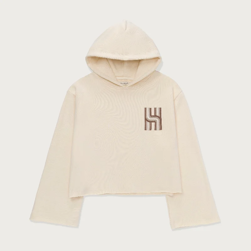 Womens Oversized Hoodie - Cream Hoodie with Hem Drawcord Adjustable Customizable