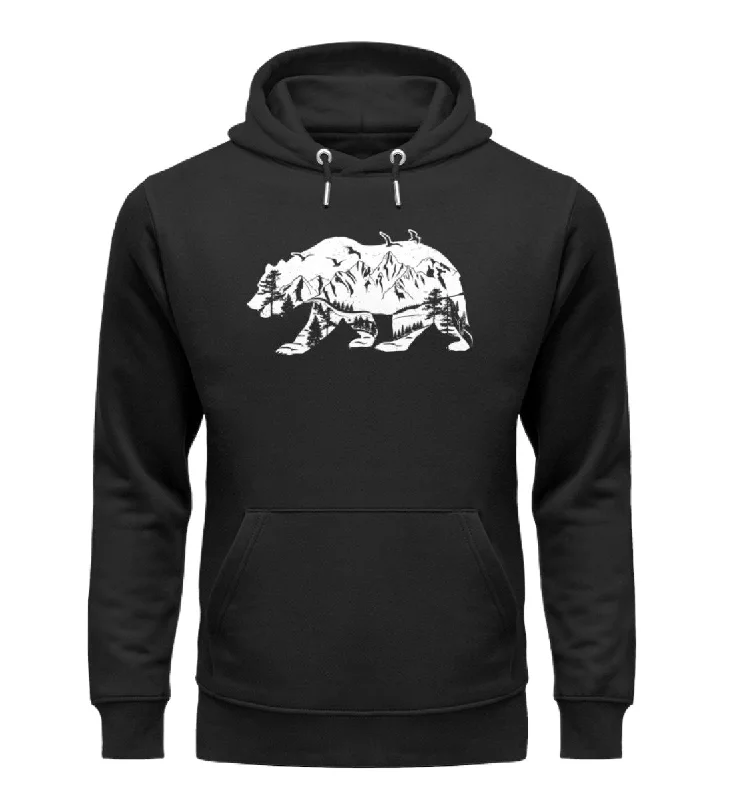 Bär und Berge Abstrakt - Unisex Premium Organic Hoodie Hoodie with Rhinestones Sparkly Elegant