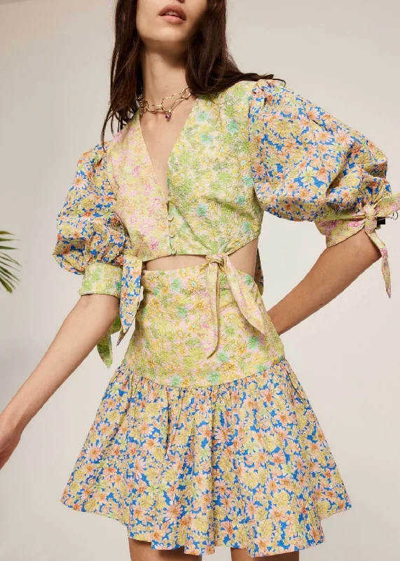 Daisy Spliced Mini Dress (Multi) Fashionable Mini Dress with Frills
