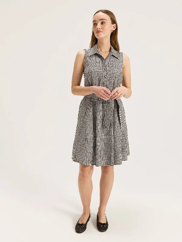 Courtside Check Mini Dress Stylish Spaghetti Strap Mini Dress