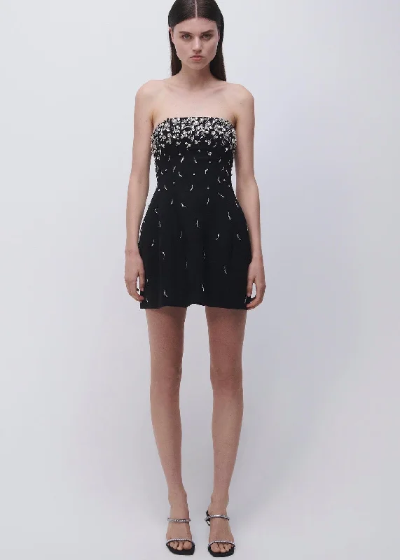 Arta Bustier Mini Dress (Black) Stylish Ruffle Mini Dress