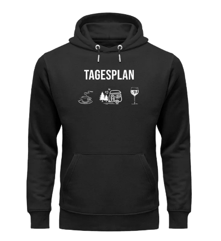 Tagesplan Kaffee, Camping und Wein - Unisex Premium Organic Hoodie Hoodie with Double Zipper Versatile Adjustable