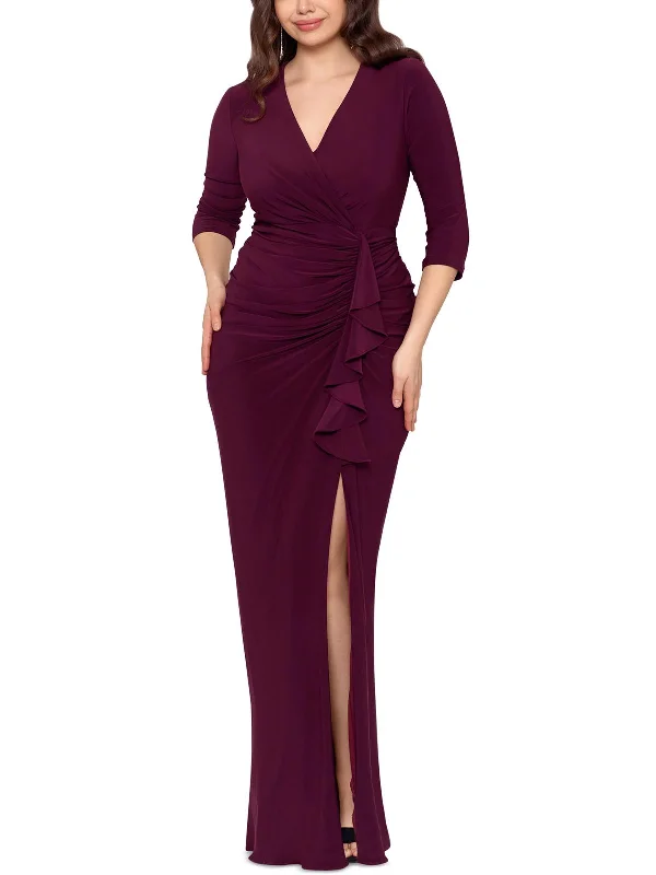 Plus Womens Gathered Maxi Evening Dress Tunics Fashionable chic