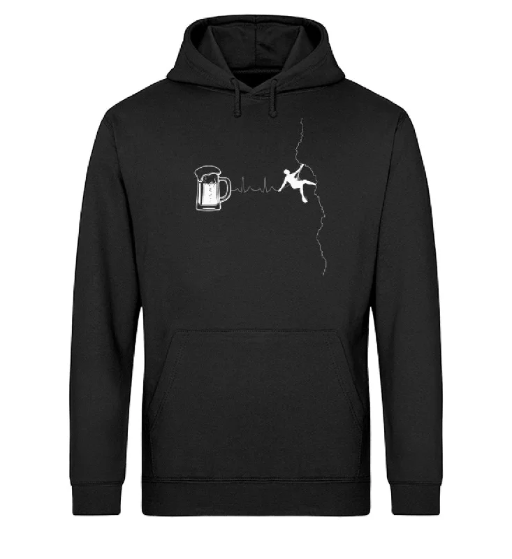 Herzschlag Bergsteiger und Bier - Unisex Organic Hoodie Hoodie with Relaxed Fit Easy Casual