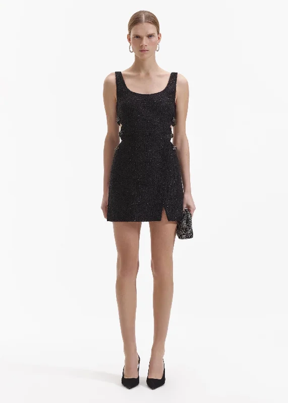 Boucle Bow Mini Dress (Black) Classic Solid Mini Dress