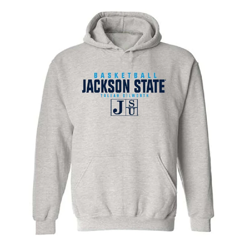 Jackson State - NCAA Women's Basketball : Taleah Dilworth - Classic Fashion Shersey Hooded Sweatshirt Hoodie with Slit Hem Functional Movement
