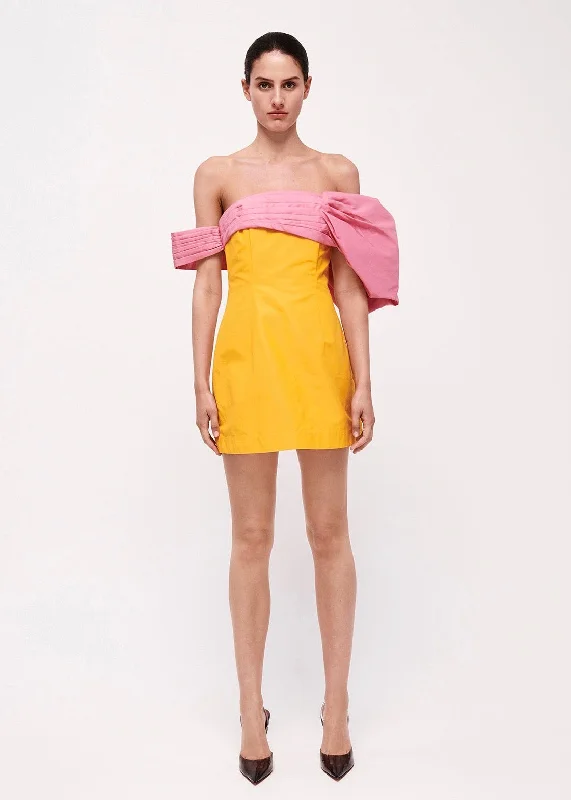 Manuela Mini Dress (Orange/Pink) Stylish Short-Sleeve Mini Dress