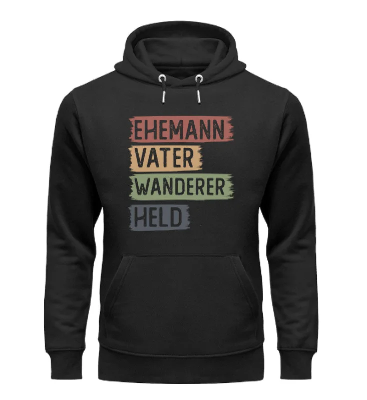 Ehemann, Vater, Wanderer, Held - Unisex Premium Organic Hoodie Cotton Hoodie Fleece Lining Warmth