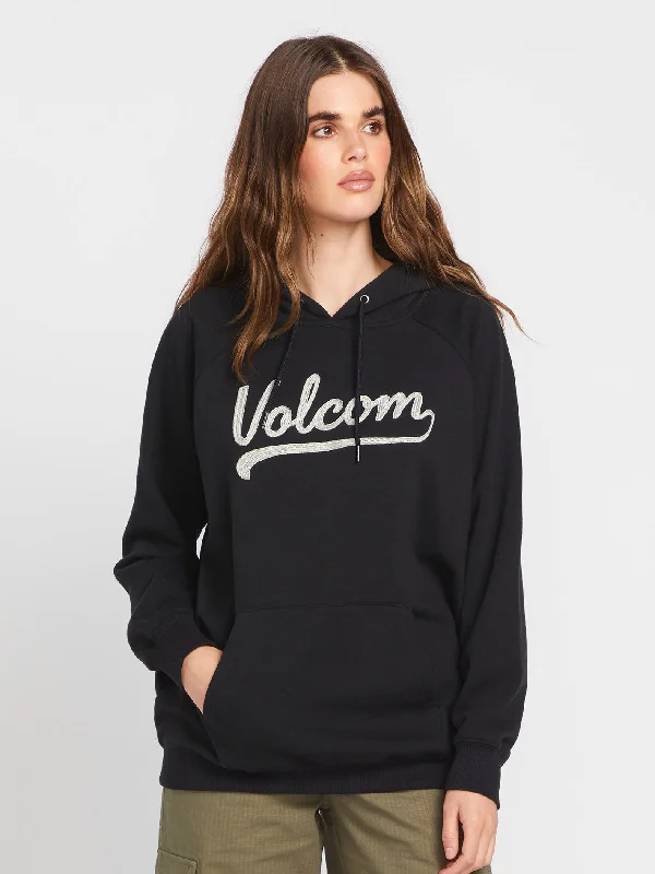Truly Stoked Hoodie - Black Hoodie with Button Placket Classic Preppy