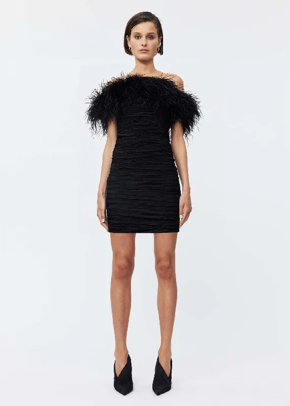 Zion Mini Dress (Black) Trendy Button-Detail Mini Dress