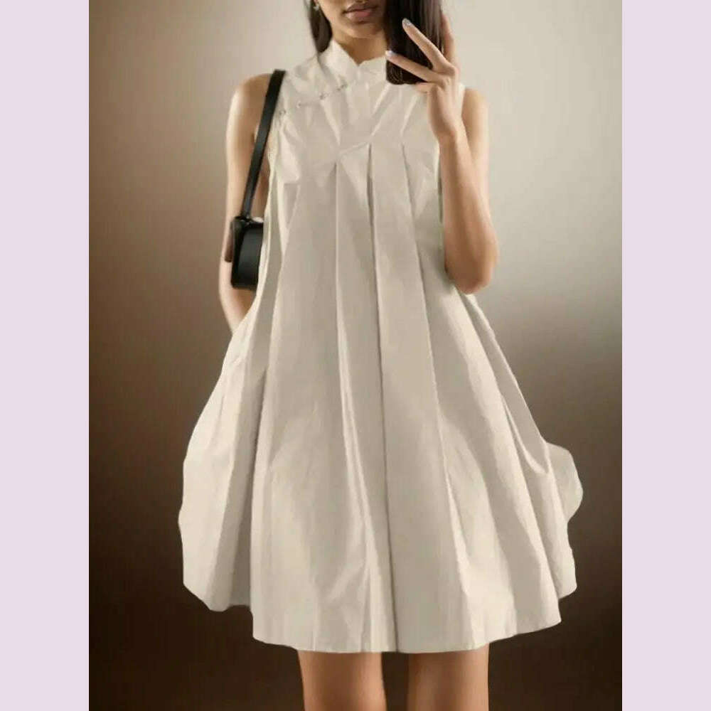 ZANZEA Elegant Sleeveless A-line Vestidos 2024 New Chinese Dress Women Pleating Party Dress Vintage Fashion Mandarin Collar Robe Tunics Favorite customer ZANZEA Elegant Sleeveless A-line Vestidos 2024 New Chinese Dress Women Pleating Party Dress Vintage Fashion Mandarin Collar Robe Tunics Favorite customer