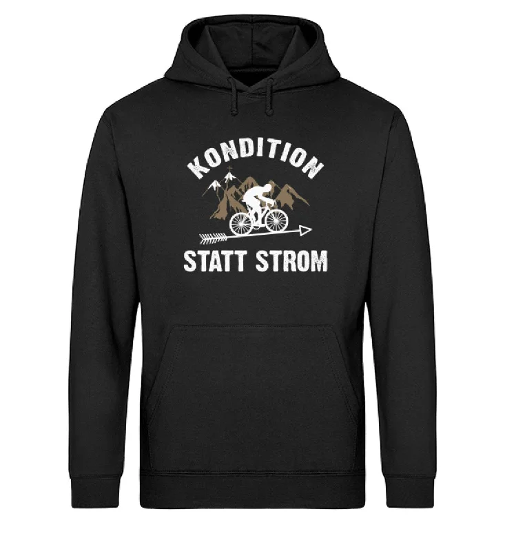 Kondition statt Strom - Unisex Organic Hoodie Hoodie with Monochrome Minimalist Simple