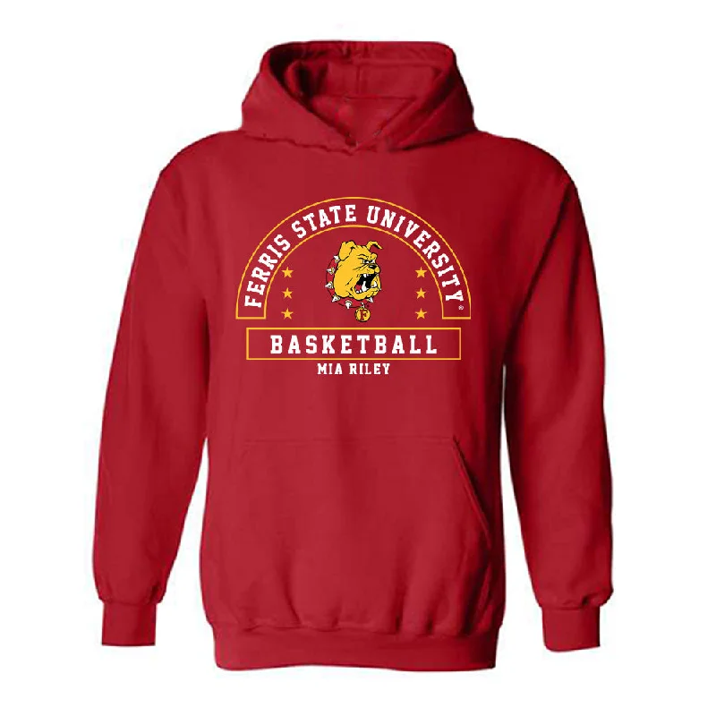 Ferris State - NCAA Women's Basketball : Mia Riley - Classic Fashion Shersey Hooded Sweatshirt Hoodie with Drop Shoulder Relaxed Streetwear