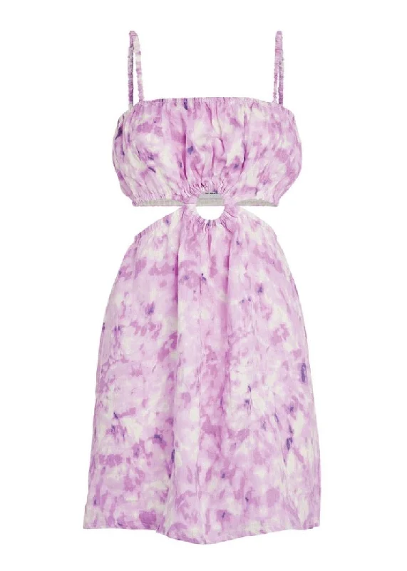 Zuma Mini Dress (Roos Tie Dye-Violet) Comfortable Wrap Mini Dress
