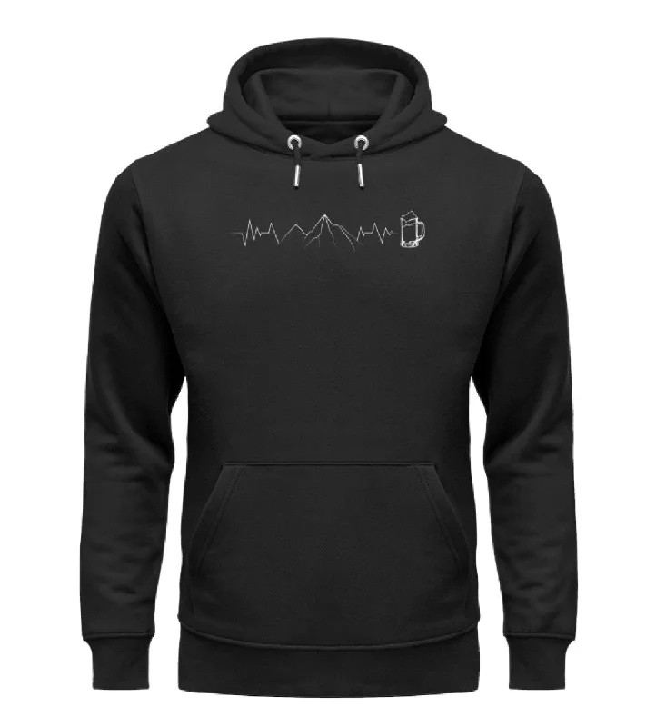 Herzschlag Berg und Bier - Unisex Premium Organic Hoodie Zip Hoodie Drawstring Kangaroo Pocket