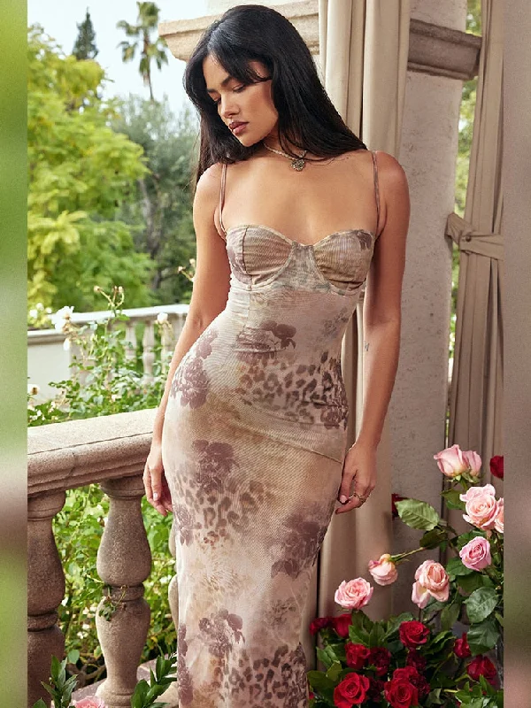 Summer Spaghetti Strap Leopard Printing Dress Elegant Vintage Bodycon Mesh Birthday Wedding Guest Party Dress long Tunics Sophisticated sleek Summer Spaghetti Strap Leopard Printing Dress Elegant Vintage Bodycon Mesh Birthday Wedding Guest Party Dress long Tunics Sophisticated sleek